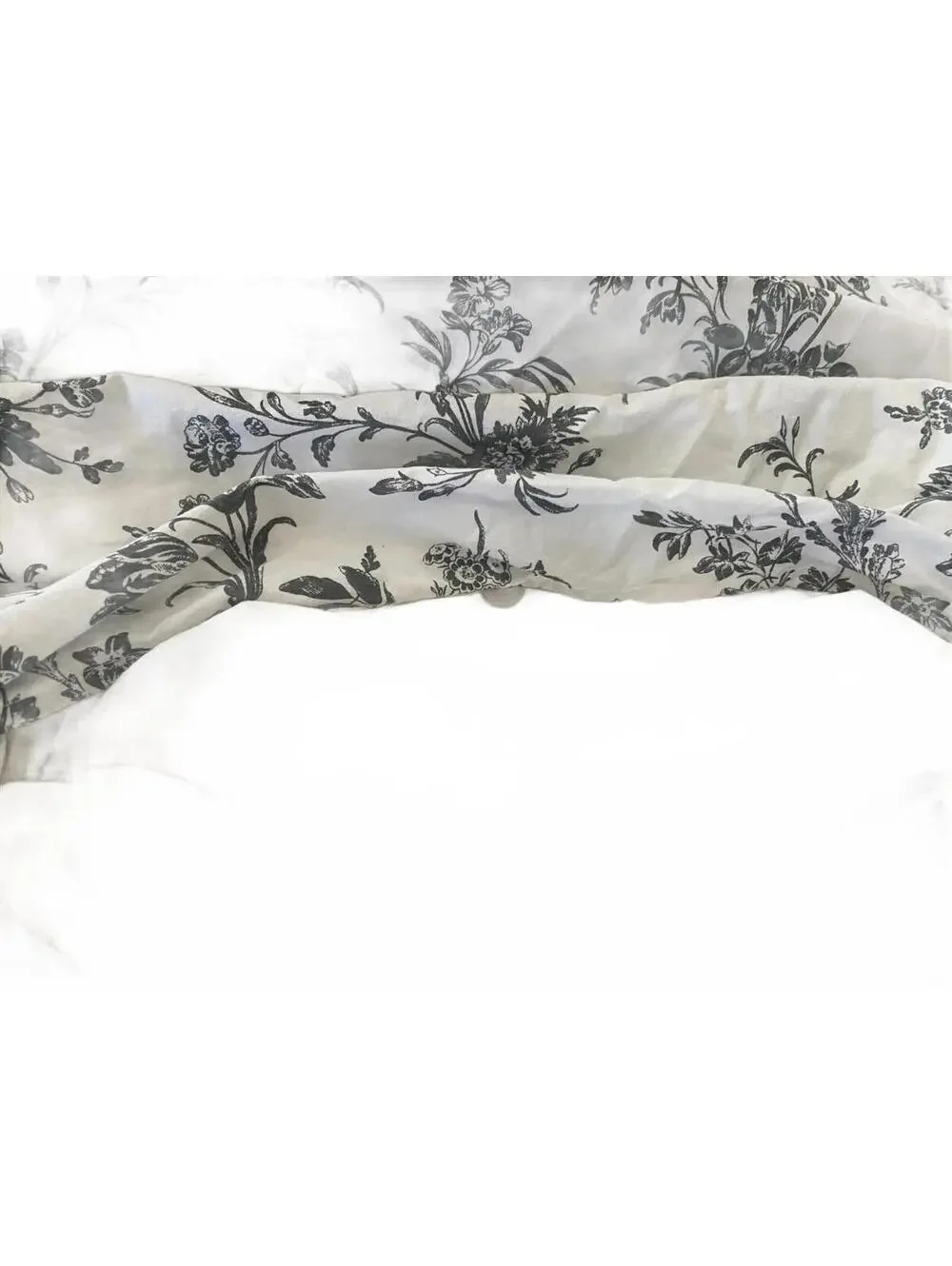 IKEA Alvine Kvist Gray White Floral Duvet Cover + Insert Set Cotton - TWIN